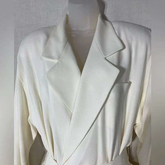 Vintage Liz Claiborne collection light ivory open blazer with tie band Size 10 - Picture 2 of 9